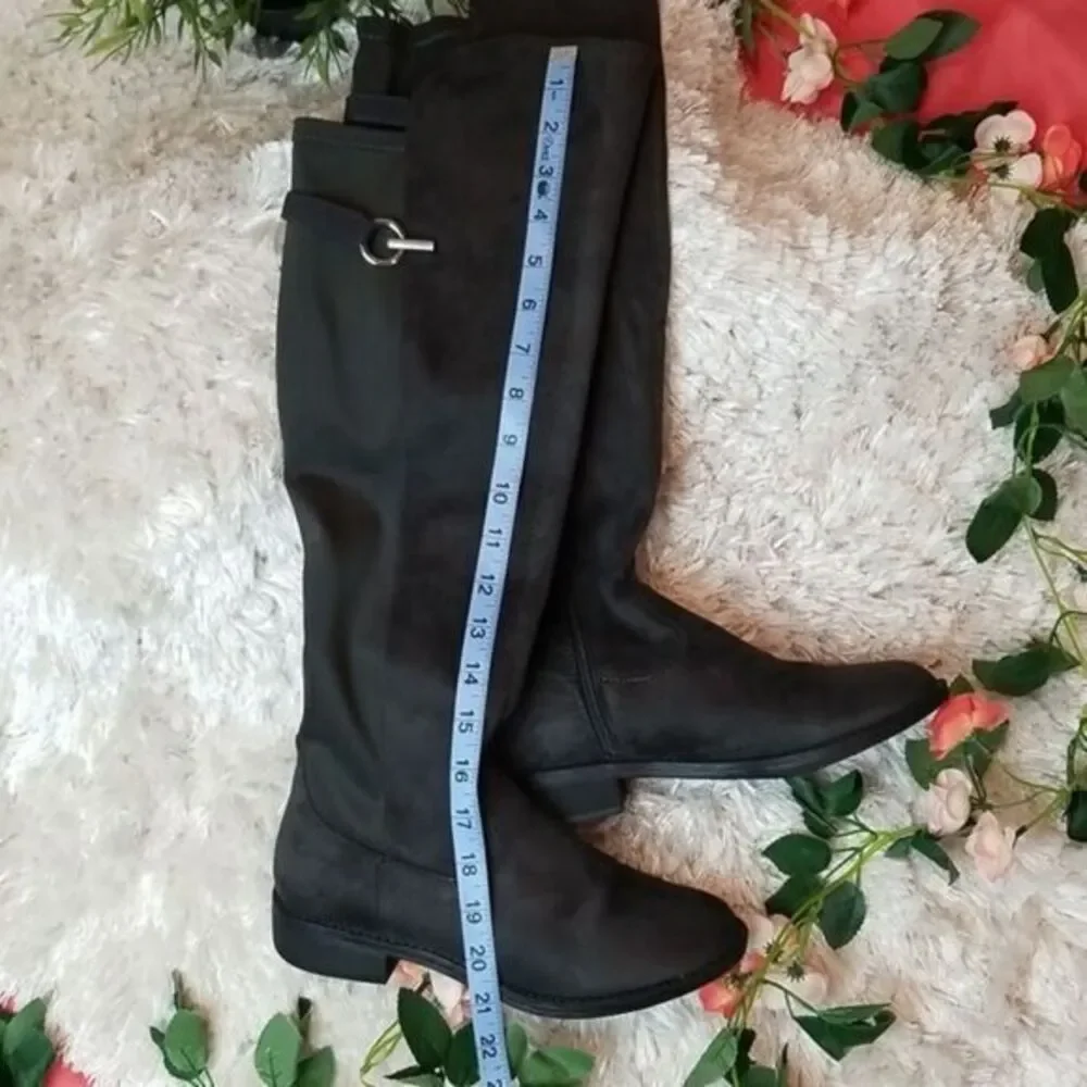 Rebel by‎ Zigi Women's Round Toe Knee High Fashion Dark Grey Size 8.5